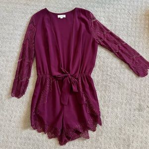 Vici Collection Burgundy Lace Romper